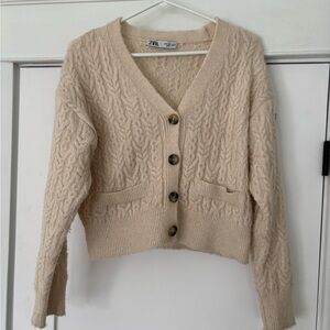 Zara Women's Beige Button-Up Cardigan